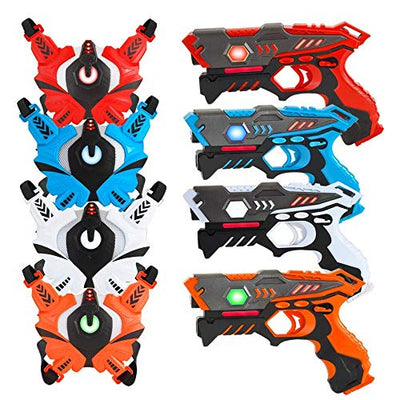 Infrared Laser Tag Gun Set for Kids Adults with Vests 4 Pack,Laser Tag Game Blaster 4 Players for Kids Age 6 7 8 9 10 11 12+ Boys Girls