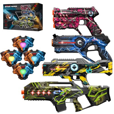 Laser Tag, Lazer Tag Sets with Gun and Vest Set of 4, Gift Ideals for Kids Age 8+ Year Old Cool Toys, Outdoor Game for Teenage Boys, Girls,Adults and Family