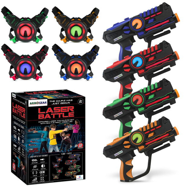 Best Choice Products Set of 4 Laser Tag Blasters, Rechargeable Infrared Lazer Tag Set & Docking Station, No Vests Needed - Gray/Purple/Red/Blue