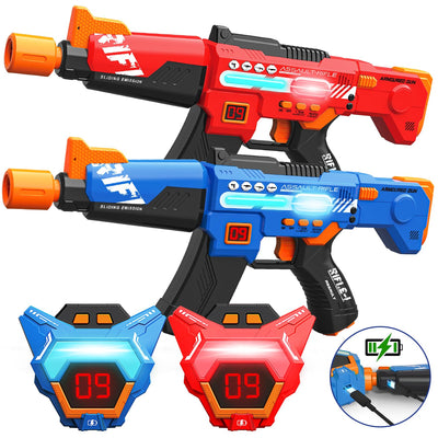 Laser Tag Guns Toys Set of 2 with Rechargeable Upgraded LED Digital Multi-Functional Vests Birthday Gifts for Kids Boys Girls 8 9 10 11 12+ Years Old Teens Adults Christmas Indoor&Outdoor Activities