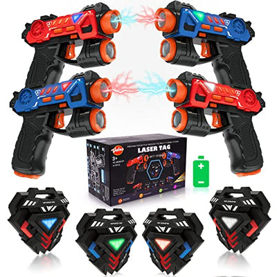 Laser Tag Guns Set,Infrared Mini Laser Tag for Kids with Badges 4 Pack,Laser Tag Game 4 Players Indoor Outdoor,Laser Tag Blaster,Group Activity Fun Toy for Kids Age 4 5 6 7 Boys Girls