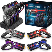 Best Choice Products Set of 4 Laser Tag Blasters, Rechargeable Infrared Lazer Tag Set & Docking Station, No Vests Needed - Gray/Purple/Red/Blue